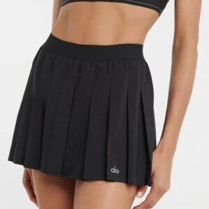 Alo Varsity Tennis Skirt Pleated Black Size Medium